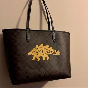 RARE Coach Tote with Stegosaurus Dinosaur NWOT